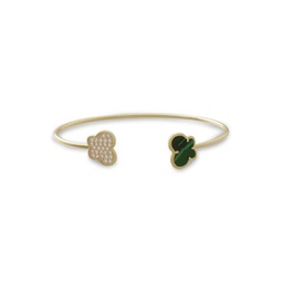 Butterfly 14K Goldplated, Cubic Zirconia & Synthetic Emerald Cuff Bracelet