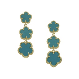 Flower 14K Goldplated & Acrylic Turquoise Drop Earrings