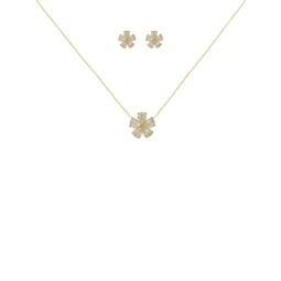 2-Piece 14K Goldplated, Cubic Zirconia Flower Necklace & Earrings Set