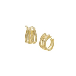 14K Goldplated & Cubic Zirconia Twist Hoop Earrings