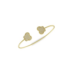 Butterfly 14K Yellow Goldplated & Cubic Zirconia Cuff Bracelet