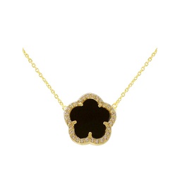 14K Goldplated Brass, Onyx & Cubic Zirconia Necklace