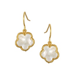 Small 14K Goldplated & Mother-Of-Pearl Flower Drop Earrings