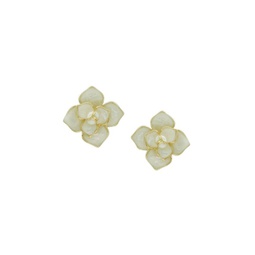 14K Goldplated & Mother-Of-Pearl Flower Earrings