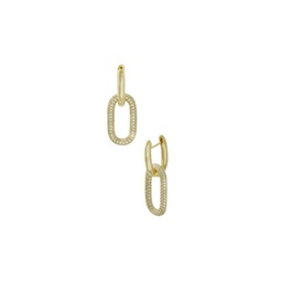 14K Goldplated & Cubic Zirconia Link Huggies Earrings