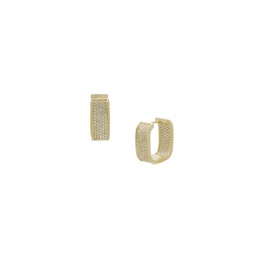 14K Goldplated & Cubic Zirconia Square Hoop Earrings