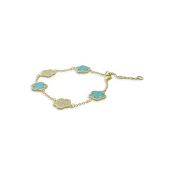Flower Collection 14K Goldplated, Cubic Zirconia & Acrylic Bracelet
