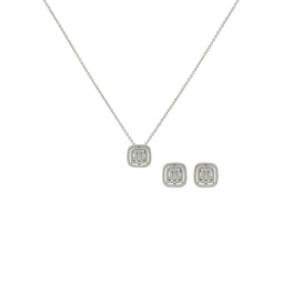 2-Piece Silvertone & Cubic Zirconia Necklace & Earrings Set
