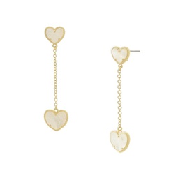 Heart 14K Yellow Goldplated & Mother of Pearl Drop Earrings