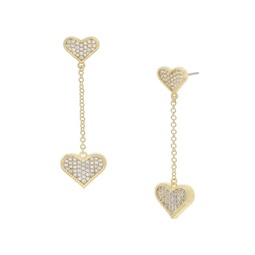 Heart 14K Goldplated & Cubic Zirconia Drop Earrings