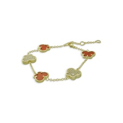Butterfly Collection 14K Goldplated, Agate & Cubic Zirconia Bracelet