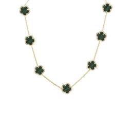 Flower 14K Goldplated, Synthetic Emerald & Cubic Zirconia Station Necklace