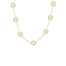 Flower 14K Goldplated, Mother Of Pearl & Cubic Zirconia Station Necklace