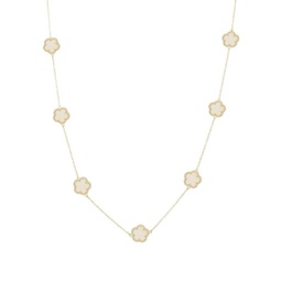 Flower 14K Goldplated, Cubic Zirconia & Mother Of Pearl Necklace