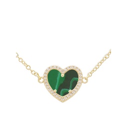 Heart 14K Goldplated, Synthetic Emerald & Cubic Zirconia Pendant Necklace/16