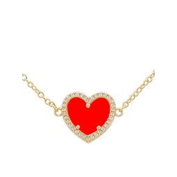 Heart 14K Goldplated, Synthetic Coral & Cubic Zirconia Pendant Necklace/16