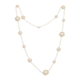 Flower 14K Goldplated & Mother of Pearl Station Necklace