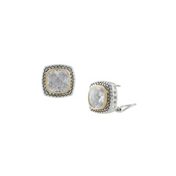 14K Goldplated, Rhodium Plated & Cubic Zirconia French Clip Earrings
