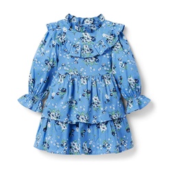 Janie and Jack Floral Long Sleeve Dress (Toddler/Little Kids/Big Kids)