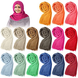 Janmercy 15 Pieces Hijab Scarfs for Women, Muslim Head Scarf Solid Hijab Scarfs Long Stylish Soft Wrap Shawl, 15 Colors