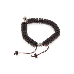 Adjustable Wood & Silvertone Bracelet