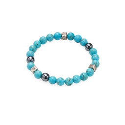 Turquoise, Hematite and Sterling Silver Beaded Bracelet
