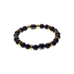 Goldplated, Sterling Silver, Onyx & Mixed Crystal Beaded Bracelet