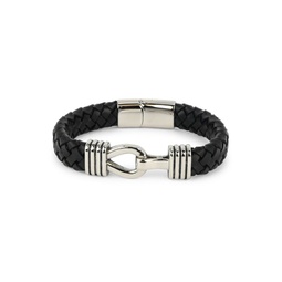 Stainless Steel & Woven Leather Bracelet