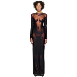 Black & Brown The Long Ebony Body Tattoo Maxi Dress 241808F055002