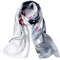 Jeelow 100% Mulberry Pure Real Silk Scarf Lightweight Chiffon Shawls And Wraps Sheer For Women Oblong