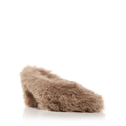 Womens Fluff-MF Faux Fur Block Heel Mules