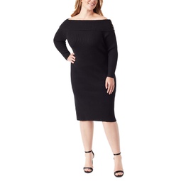 Trendy Plus Size Aaryn Rib-Knit Off-The-Shoulder Dress