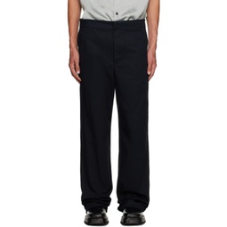 Navy Compact Washed Trousers 231249M191050