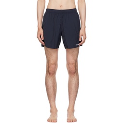 Navy Printed Swim Shorts 231249M208002