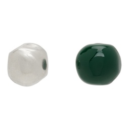Silver & Green Stud Earrings 231249M144004
