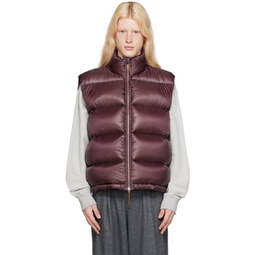 Burgundy Quilted Down Vest 232249M178003
