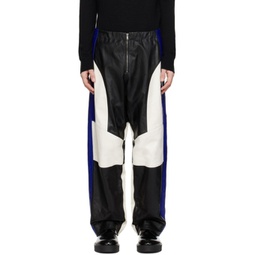 Black & Navy Motocross Leather Pants 232249M191018