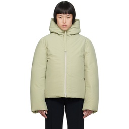 Green Hooded Down Jacket 232249F061026