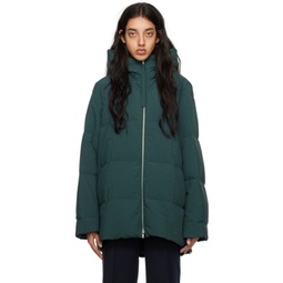 Green Quilted Down Jacket 222249F061003