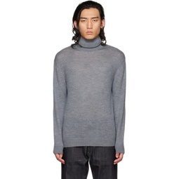Gray High Neck Sweater 222249M201046