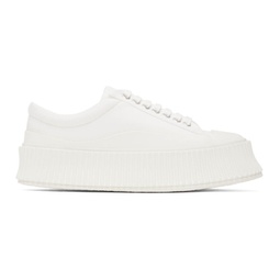 White Canvas Platform Sneakers 222249M237005