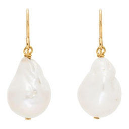 Gold & White Pearl Grainy Earrings 241249F022018