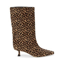 Chadee Leopard Print Calf Hair Heel Boots