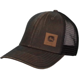John Deere Oil Coated Soft Mesh Hat W/Sueded Patch, Brown, Brown/Black, One Size