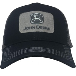 John Deere Silver Patch Mesh Back Trucker Cap-Black/Gray