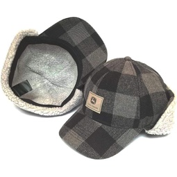 John Deere Ear Guard Winter Hat with Sherpa Poly Lining Black