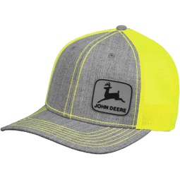 John Deere Men’s Heather Grey Twill & Mesh Back Hat, Rubber Patch