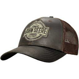 John Deere Oilskin Trucker Hat Mesh Baseball Cap-Brown-Os