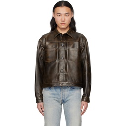 Brown Thumper Leather Jacket 241761M181002
