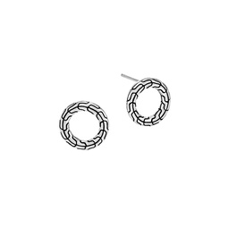 Classic Chain Sterling Silver Open Circle Stud Earrings
